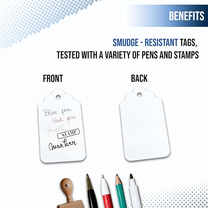 2000 White Price Tags - Strung Display Tags, 1.75 x 1.093 inch for Product, Jewelry, Clothing, Yard Sale, Garage Supplies