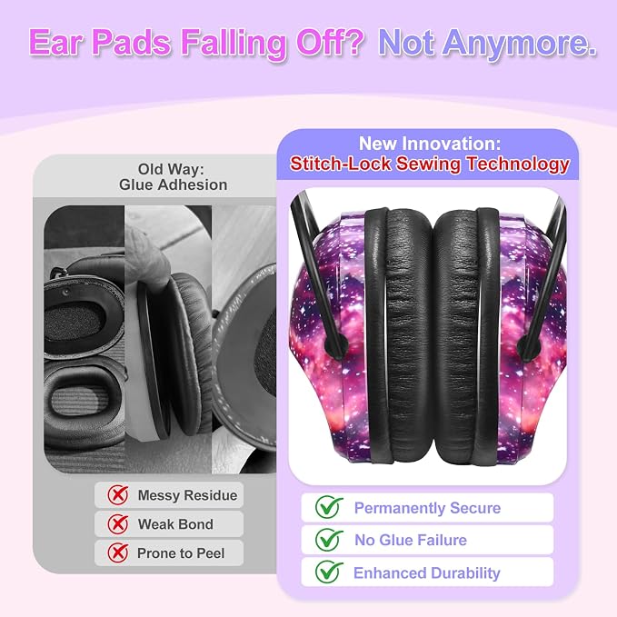 ZOHAN Kids Ear Protection 2 Pack, Hearing Protection Safety Ear Muffs for Children Have Sensory Issues, Adjustable Noise Reduction Earmuffs for Concerts, Fireworks(Nebula&Rap)