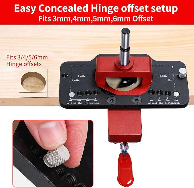Metal Concealed Hinge Jig with Woodworking Tools,35mm Concealed Door Hinge Jig,Cabinet Hinge Jig for Door Cabinets Hinges Mounting for Woodworking Door Cabinet Hinges Mounting Tool