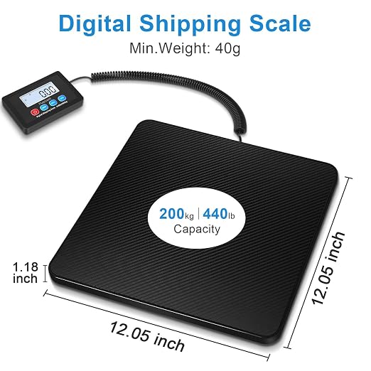 Fuzion Shipping Scale, 440LB x 10g High Accuracy Postal Scale, Hold & Tare | Carbon Fiber Platform, Digital Shipping Postal Scale for Packages, Luggage, Mailing, Postage, Battery & AC Adapter Included
