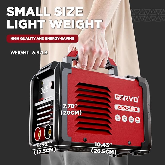 GARVO 110V MMA Welder Machine,125Amp ARC Welder Mini Stick welder Digital Display LCD,Hot Start,Arc Force and Anti-Stick ARC-125 (ARC-125)