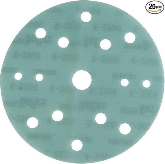 Eagle Abrasives Super Buflex Flexible Dry 6 inch Sanding Discs, Green K-2000, 15 Holes, Hook & Loop, 193-1565, 25 Discs