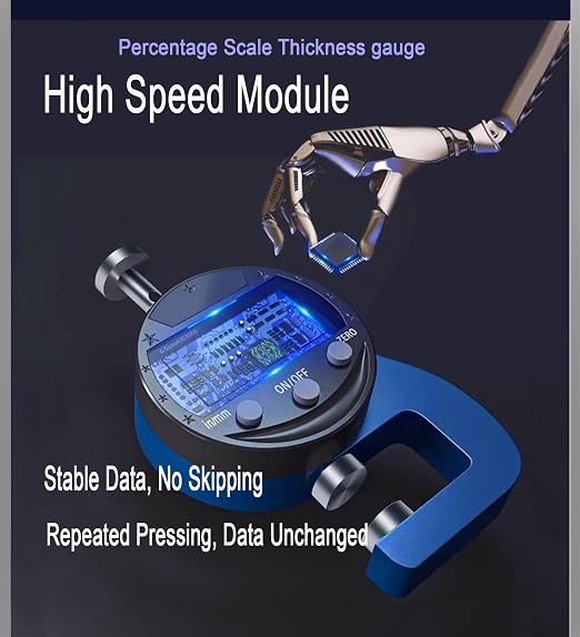 Digital Thickness Gauge Thickness Measuring Indicator Thickness Gauge | Measuring Range 0-10mm0.0005''/0.01 mm with LCD Display, for Leather, Paper, Sheet Metal and More (PT)