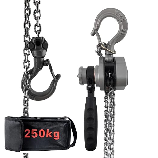Hand Chain Hoist, 1/4 Ton (550 Lbs) Capacity, 5 FT Lift, Manual Chain Block with G80 Alloy Steel Chain & 2 Heavy Duty Hooks, for Garage, Warehouse, Construction
