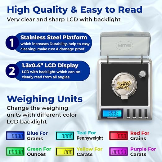 AWS Gemini-50 Milligram Scale 50g x 0.001g–Digital Jewelry/Lab Scale for Powder, Gold, Gems – Includes Calibration Weights, Tweezers & Tray–Tare, Cal, 6 Units (Gemini-50g-Black)