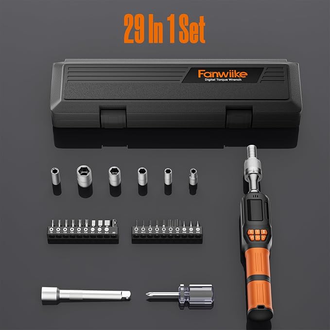 Rachet Digital Torque Screwdriver, 0.3-5.9 Ft.lb/0.4-8 Nm, 1/4'' Drive Inch Pound Torque Screwdriver Wrench Electrician with Buzzer & LED Indicator for Bike Scope Mounting