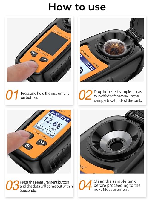 Digital Sugar Brix Refractometer brix Meter Automatic Temperature Compensation Range 0-35%，±0.2% Precision, Perfect for Fruits, Juices, Vegetables, Drinks and Coffee
