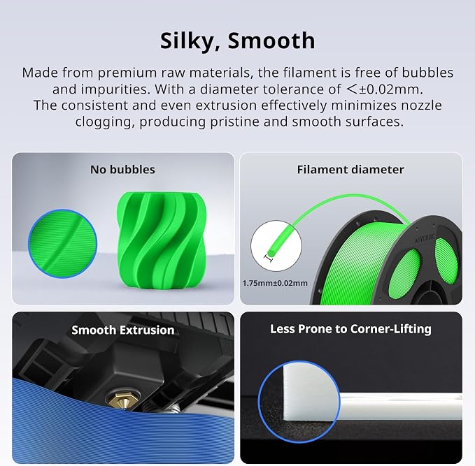 ANYCUBIC PLA Plus (PLA+), 3D Printer Filament 1.75mm, High Toughness 3D Printing Filament, Dimensional Accuracy +/- 0.02mm, Print with Most FDM 3D Printers, 1KG Reusable Spool, Green Flash
