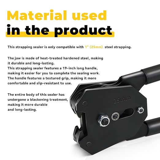 Strapping Sealer/Crimper for 1" Steel Strapping Band Manual Banding Tool with 19" Extended Handle