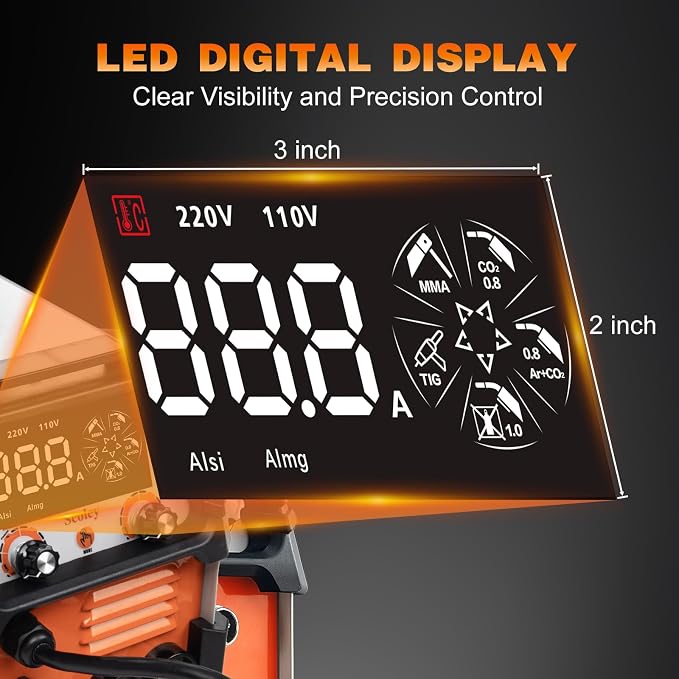 5-in-1 MIG Welder 110V/220V, 180A Aluminum Welder/Gas MIG/Flux Core Welder/Lift TIG/Stick Welding Machine with IGBT Inverter Synergic Control, Large Digital Display, Welding Gloves & Mask