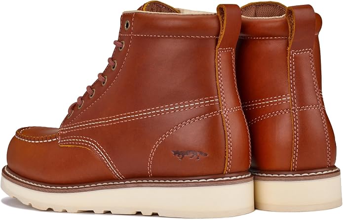 Golden Fox Work Boots 6" Men's Moc Toe Wedge Comfortable Boot for Construction