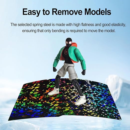 264X276mm PEF+PEY Holographic Build Plate for Kobra 4/Kobra S1/Kobra X, Rainbow Confetti PEF+Galaxy PEY Platform Spring Steel Flexible Platform Heated Bed