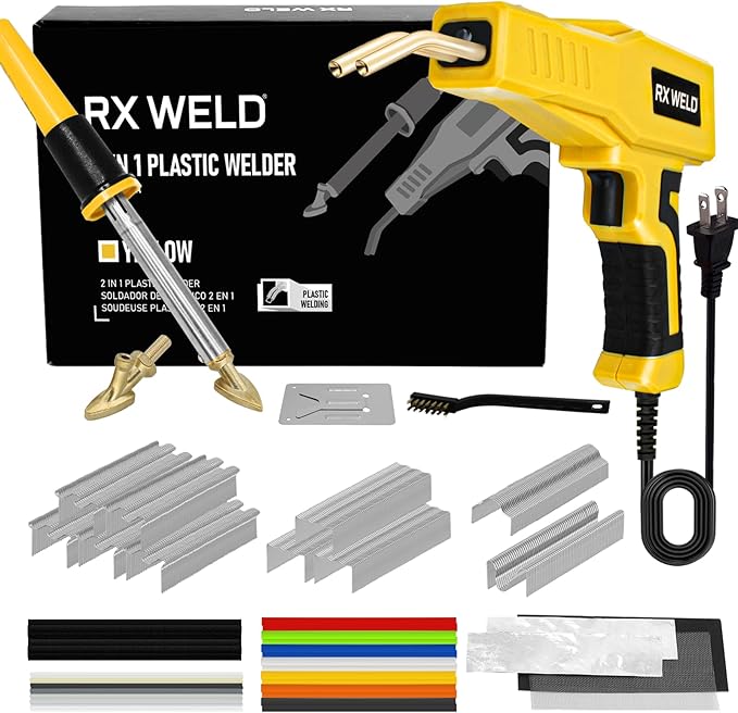 RX WELD 2-in-1 Plastic Welder, 1000PCS Hot Stapler Repair Kit | Soldering Iron, Repair for Automotive Car Bumper DIY, Patent Number D1052628