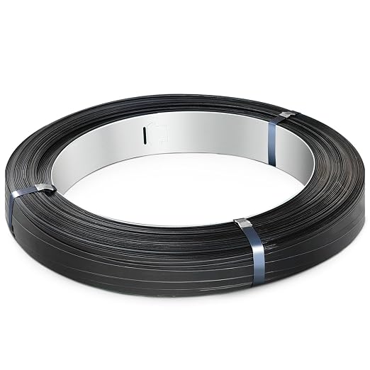 5/8" x .020" x 2300' Black Steel Strapping Coil with Steel Roll's Core Painted and Waxed Metal Band for Pallet Banding(1500 lbs Break Strength)