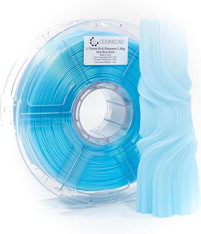 Cookiecad PLA Filament 1.75mm 1kg Iridescent Glitter 3D Printer Filament - Pale Blue Elixir PLA