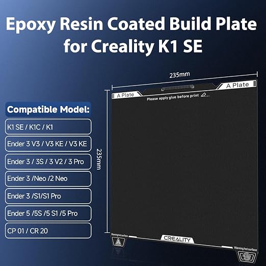 Creality K1 SE Epoxy Resin Build Plate 235×235mm EP Coated Magnetic Steel Bed Plate for Creality K1/K1C/K1 SE/Ender 3 V3 SE/Ender 3 V3 KE/Ender 3 V3/Ender 3/Ender 3 V2