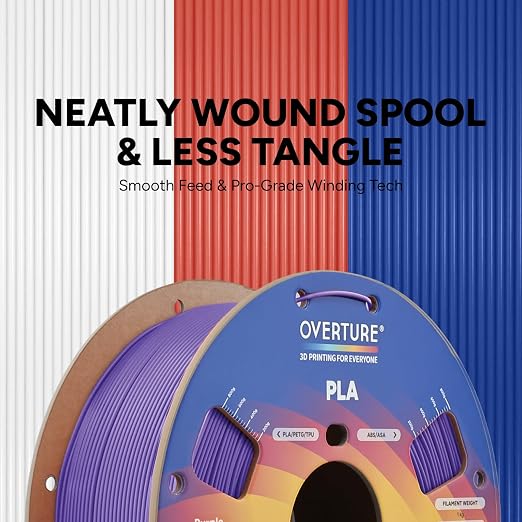 OVERTURE PLA Filament 1.75mm, Neatly Wound 3D Printer Filament 1kg Spool (2.2lbs), Dimensional Accuracy +/- 0.02 mm, Fit Most FDM 3D Printers (Purple)
