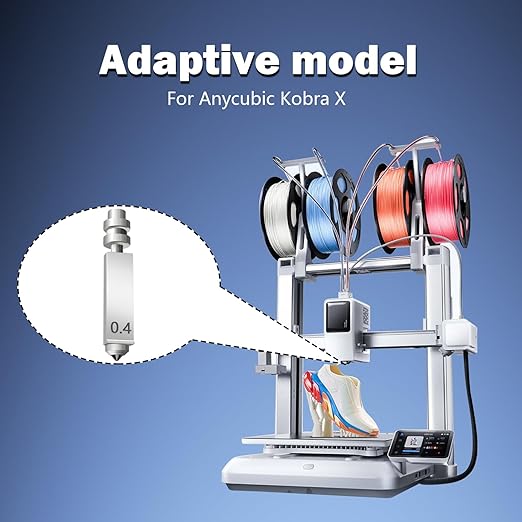 3PCS Kobra X/Kobra 4 0.25/0.4/0.6mm Hotend Nozzles 3D Printer Assembled Extruder Kits Extra 3PCS Silicone Socks Cover- for Anycubic Kobra X All Metal Hot End/Printhead Replacement Integrated Nozzle