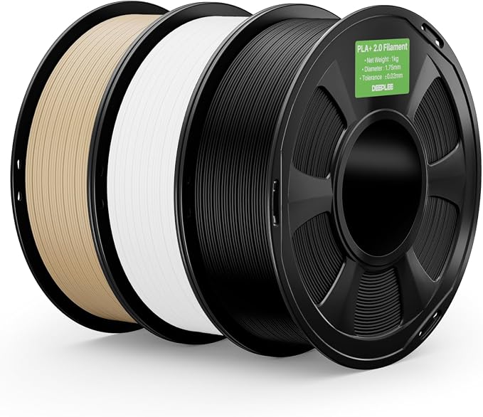 PLA+ 2.0 Filament 1.75mm, Stronger Toughness 3D Printer Filament, Black White Beige 3KG, Upgrade PLA Plus 3D Printer Filament, High Speed PLA+ Filament for Most FDM 3D Drucker