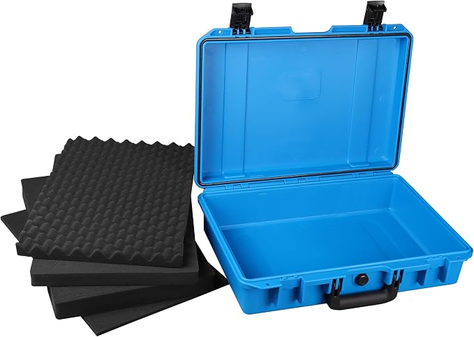 IP67 Waterproof Protective Hard Case with Custom Foam Insert, 18", Blue | For Technicians, Photographers And Field Work; Fits Tools, Cameras, Drones, Audio Gear, Electronics And Test Instruments