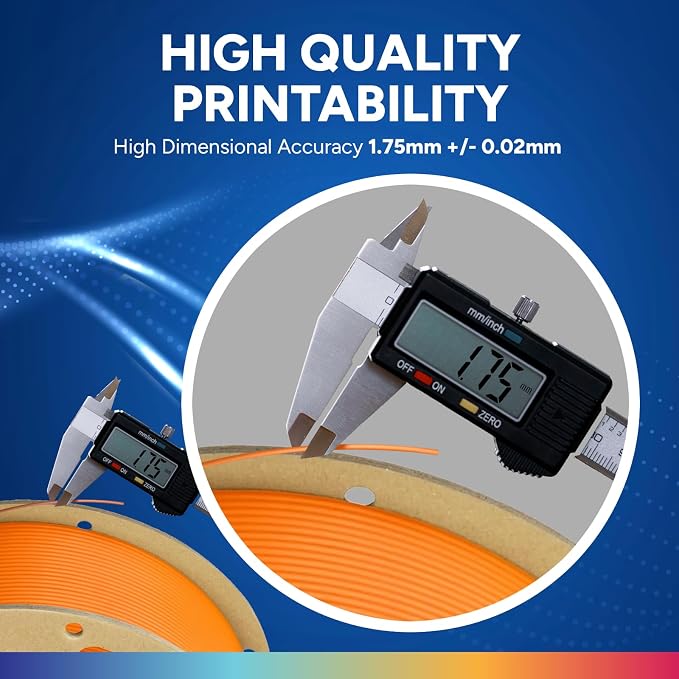 OVERTURE PLA Plus (PLA+) Filament 1.75mm, Stronger & More Durable, Professional Toughness 3D Printer Filament 1kg (2.2lbs), High Precision +/- 0.02mm, Tangle-Free (Orange)
