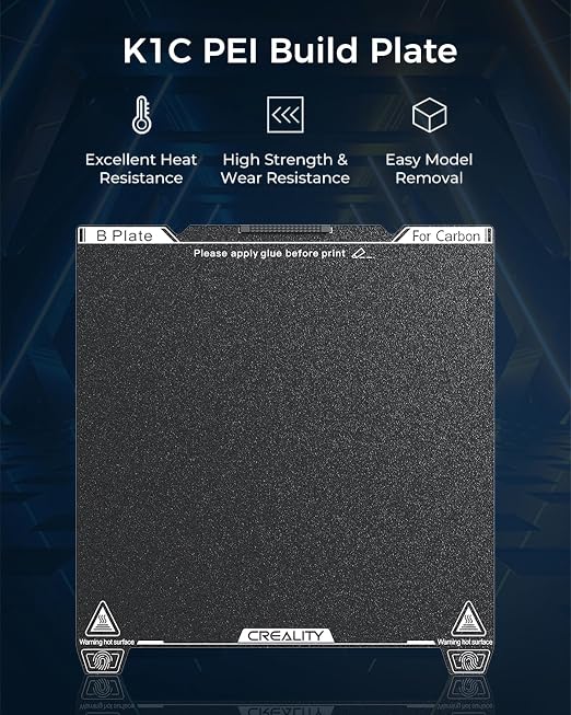 Creality Official K1C Build Plate, 235x235mm Textured Surface PEI Sheet Magnetic Flexible Spring Steel Bed Plate for 3D Printer K1 SE/K1/Ender 3/3 V2/3 V3/3 V3 KE/3 V3 SE (Without Magnetic Base)