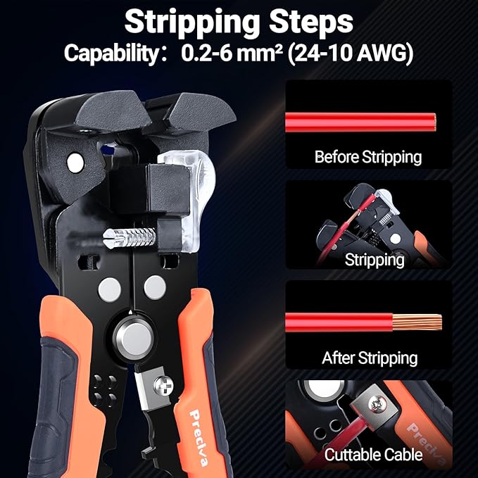 Preciva Ferrule Crimping Tool Kit with Wire Stripper, Quadrilateral Ferrule Crimper for AWG 28-5（0.08-16mm²） Self-Adjustable Ratchet Ferrule Terminals Crimping Tool with 1660Pcs Ferrules Connectors
