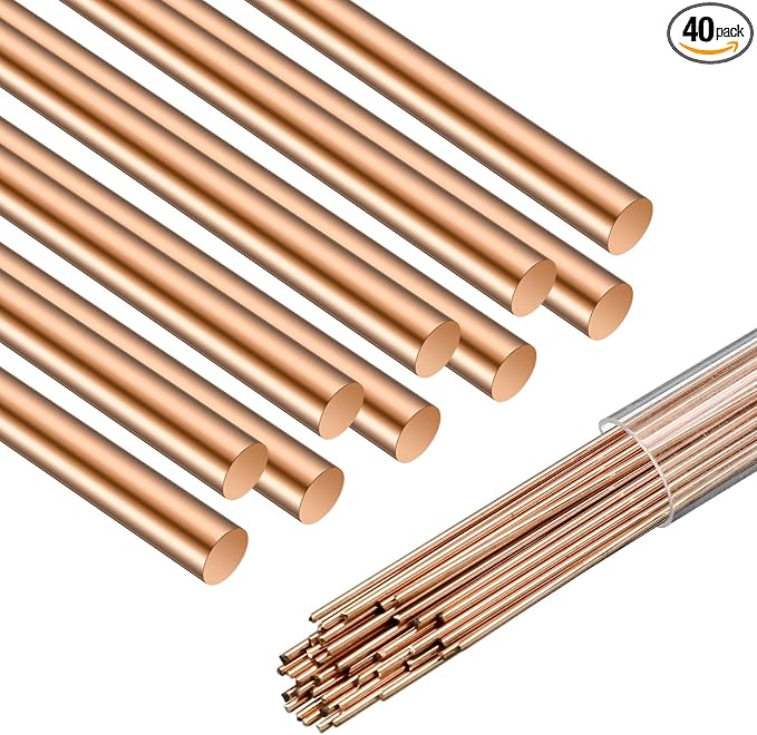 Tandefio 15% Silver Brazing Rods AWS BCuP-5 40 Sticks, Silver Solder Round Welding Rods 0.050"x1/8"x10" for Air Conditioning, Refrigerator, Cold Storage & HVAC Units, Phos Copper Brazing Alloys