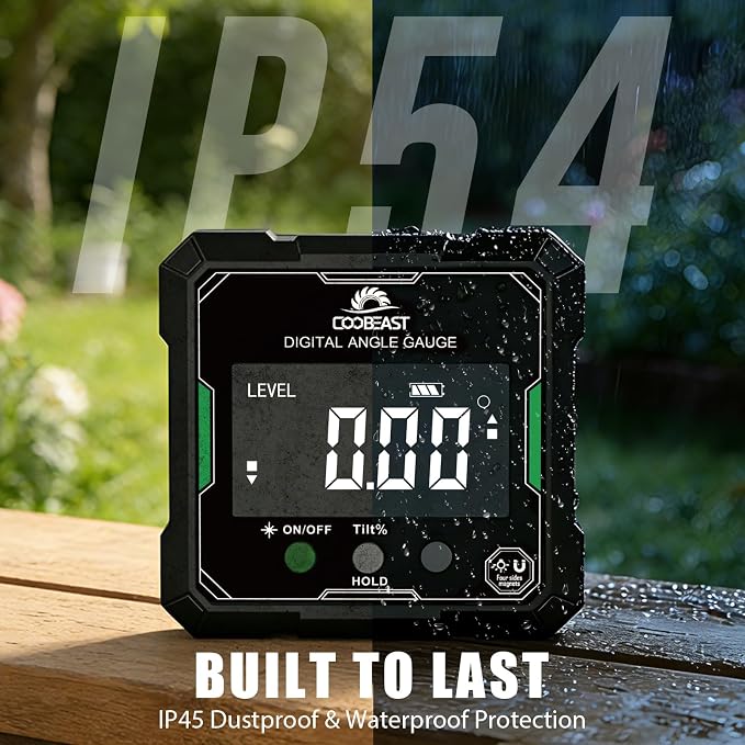 Digital Angle Finder with Green Laser, 4-side Magnetic Digital Laser Level, Rechargeable Mini Angle Gauge Measuring Tool Cube Inclinometer with Backlight for Woodworking Tablesaw Gift for Men