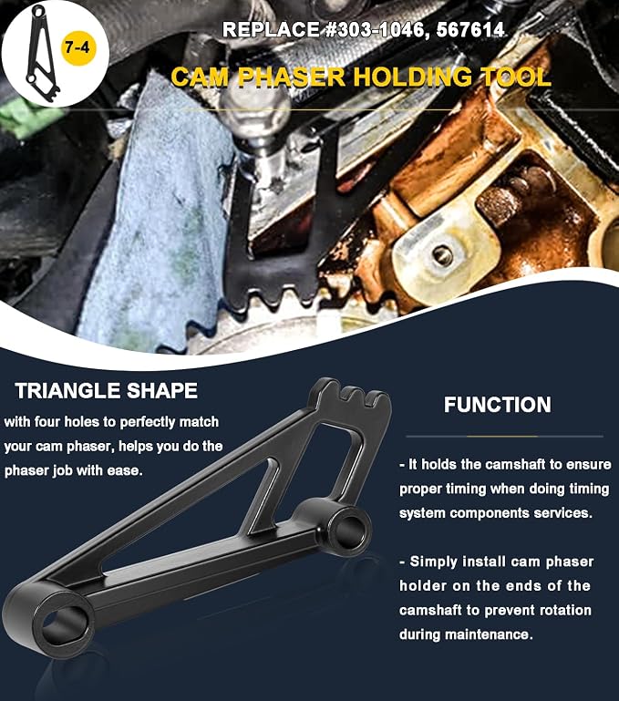 Timing Belt Tools Kit For Ford 4.6L 5.4L 6.8L 3V Engines, Valve Spring Compressor Tool, Cam Phaser Holding Tool, Timing Chain Wedge Tool, Crankshaft Position Holder, Cam phaser Mount Bolt, Pulley Bolt