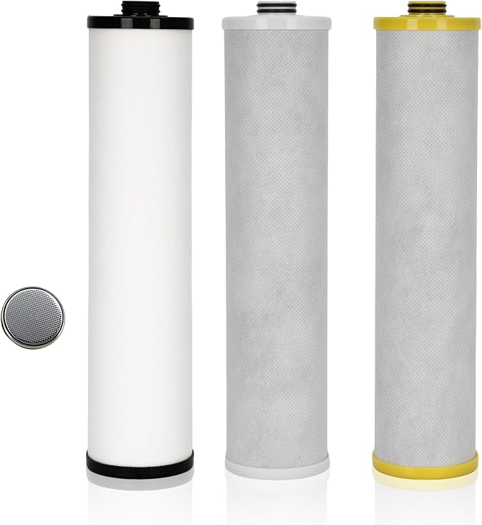 AQ5300+R AQ-C3M-R Filter, Replacement for Aquasana® 3-Stage Max Flow Replacement Filter Compatible with Claryum 3-Stage Under Sink Water Filter Reduce 99% of Chlorine, 3 Counts