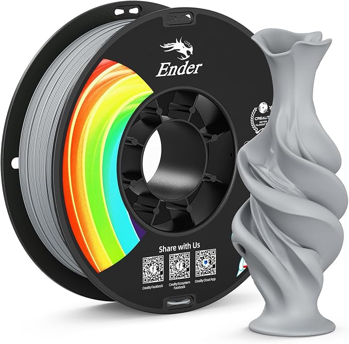 Creality Matte PLA Plus Filament 1.75mm, Low Warping, Minimal Layer Lines, Dimensional Accuracy +/- 0.02mm, 1kg (2.2lb) 3D Printer PLA+ Filament, Matte Grey