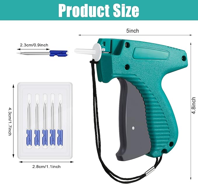 Honoson 3 Pieces Clothes Tagging Applicator Garment Tag Attacher Label Tagging Machine with 15 Pieces Steel Needles for Boutique Store Consignment Garage Yard Sale(Green)
