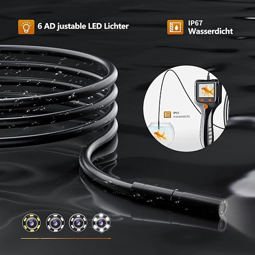 Daxiongmao Borescope Camera, 1080P HD IP67 Waterproof Endoscope with LED Light, Flexible Snake Camera for Automotive Engine, Pipe, Wall & Vent Inspection
