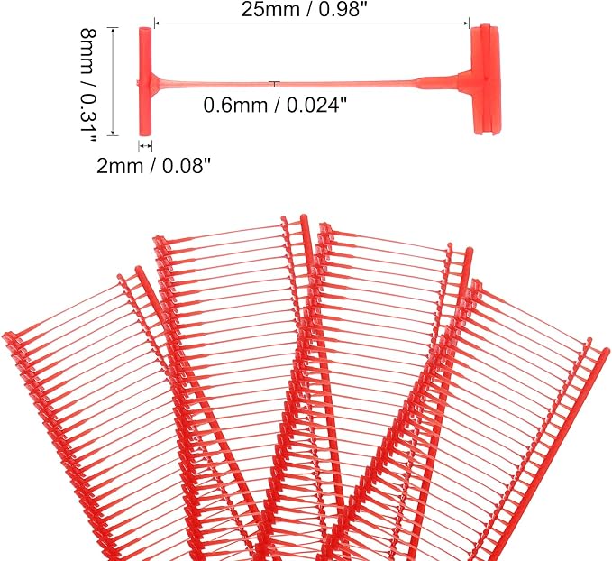 uxcell 5000pcs Standard Tagging Gun Fasteners 25mm Tagging Barbs Pins PP Plastic Tag for Price Tagging Gun, Clothing Tags Gun Attachments for Clothes Bag Fabric, Red