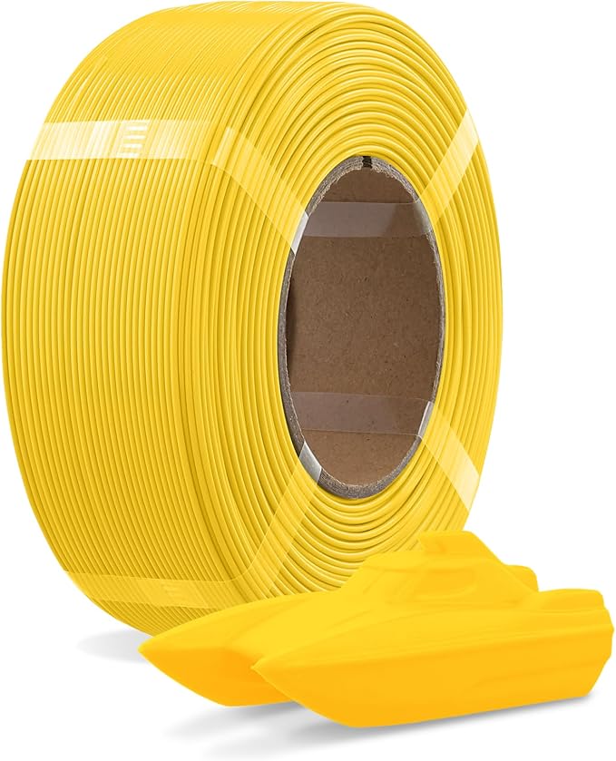 OVERTURE Refill PETG 1.75mm Spoolless 3D Printer Filament, 1kg (2.2lb) Refilament for Bambu Lab Reusable Spool, Accuracy +/- 0.02 mm, Fit Most FDM 3D Printers(Yellow)