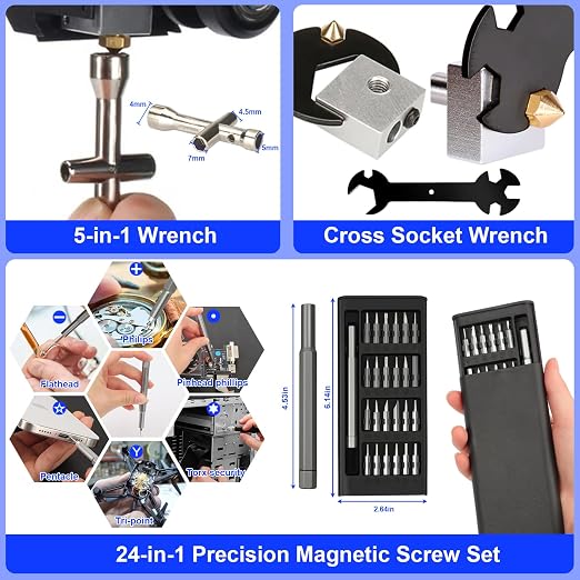 112 PCS 3D Printing Tool Kit, 3D Printer Accessories with Nozzle Cleaning Kit, Deburring Tool, Digital Caliper, Pliers, Wrench Set, Cutting Mat, Tool Bag, for 3D Print Removing, Cleaning, Finishing