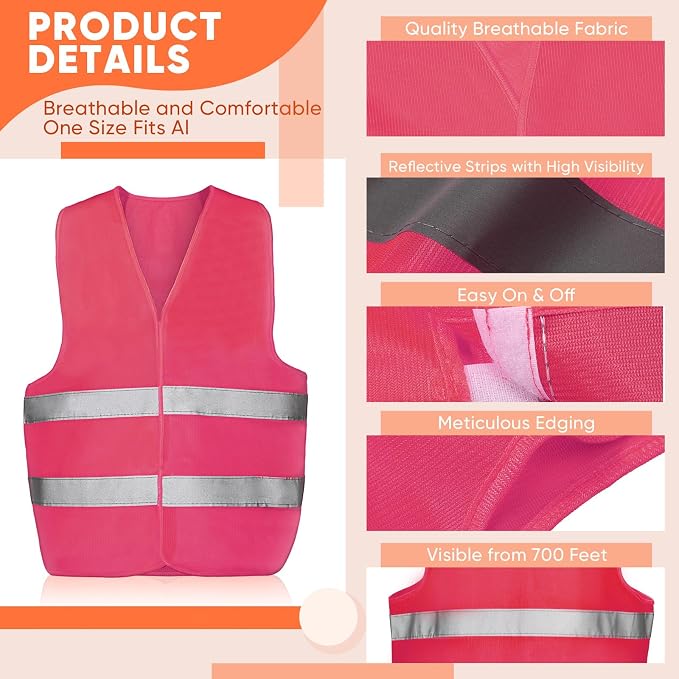 Tarpop 60 Packs Safety Vests Pack High Visibility Construction Vests Reflective Working with 2 Reflective Strips