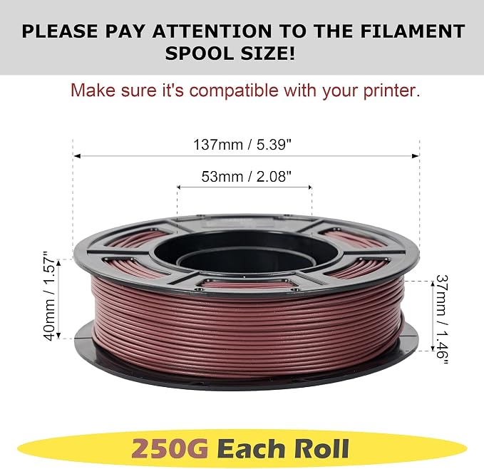 Wood PLA 3D Printer Filament Bundle 1.75mm, Over 30% Real Wood Fiber, 8 Pack 250g Mini Spools 2kg Total - Walnut, Ebony, Oak, Mahogany, Light Wood, Teak, Yellow Teak, Brown Teak