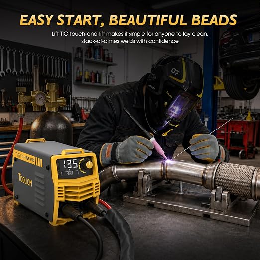 TOOLIOM 135A Stick/Lift TIG Welder 110V MMA ARC Welder Machine with Lift TIG Torch with LCD Display Portable Welding Machine