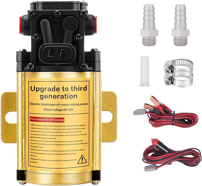 12V Electric Fuel Gasoline Transfer Pump 120GPH Ex-Proof Design | Explosion-proof diaphragm design Applicable to vehicles,equipment and ships Transports 125 gallons of fuel and water per hour