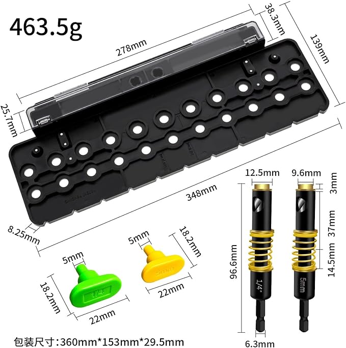 LICAEVEY Multifunctional Shelf Pin Jig, 2-in-1 Template for 1/4" & 5mm Holes with Drill Bit, Durable Cabinet Hardware Jig for Easy & Accurate Woodworking Projects