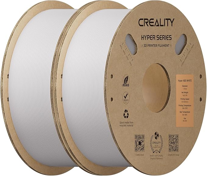 Creality Hyper ABS Filament 1.75mm 2KG, High-Temperature Resistant, High Impact Strength, Stable Printing Performance, +/- 0.05mm Accuracy（White