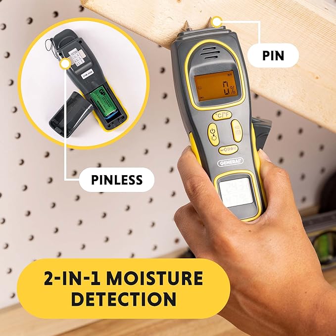 General Tools MMH800 Pin/Pinless Moisture Meter w/Temp and Humidity