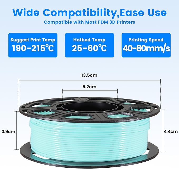 MIKA3D 8 Spools 1.75mm 3D Printing Filament PLA Bundle, 3D Printer PLA Red Orange Yellow Lime Green Cyan Blue Purple White 8 Beautiful Popular Bright Colors, 0.25kg/Spool, Total 2kg PLA