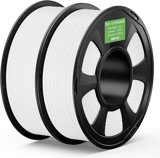 PLA+ 2.0 Filament 1.75mm, Stronger Toughness 3D Printer Filament, White 2KG, Upgrade PLA Plus 3D Printer Filament, High Speed PLA+ Filament for Most FDM 3D Drucker