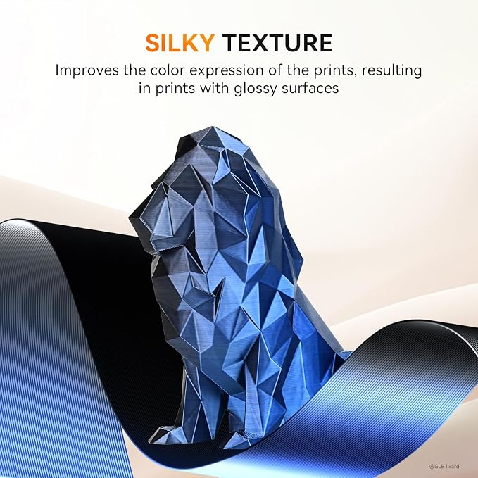 TECBEARS Silk PLA Filament Dual Color, Shiny 3D Printer Filament 1.75mm, Dimensional Accuracy +/- 0.02mm, 1kg Spool(2.2lbs) Fits for Most FDM 3D Printers(Black Blue)