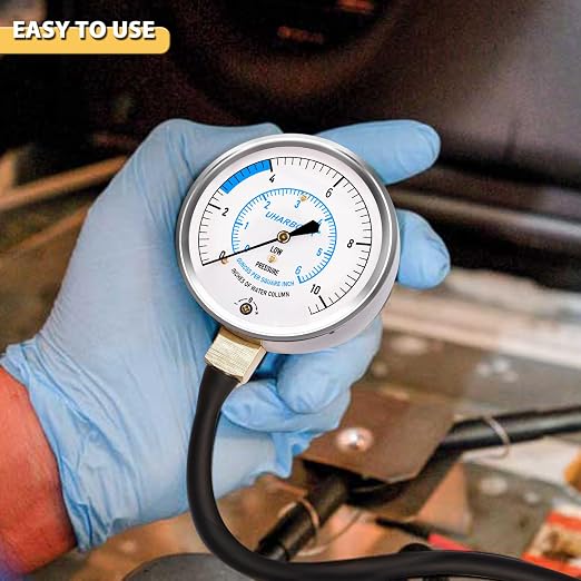 Manometer Gas Pressure Tester, Manometer LP Gas Pressure Tester Gauge 0-10" W.C, 1/8" NPT Fitting with Barbed Connection, 40" Hose