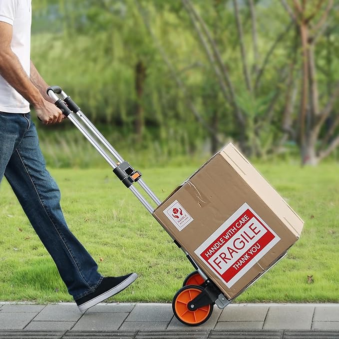 VEVOR Folding Hand Truck and Dolly, 309 Lbs Capacity, Aluminum Foldable Cart, Heavy-Duty Luggage Trolley Cart with Telescoping Handle and PP+TPR Wheels for Home, Office, Shopping, Travel