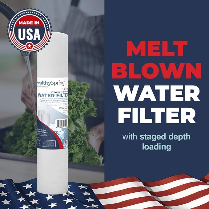 High Performance 5 Micron 20 Inch x 2.5 Inch, 4-Pack Spun Polypropylene Whole House Sediment Water Filter Replacement Cartridge,Compatible with Pentek P5-20, 155016-43, SDF-25-2005, Made in USA